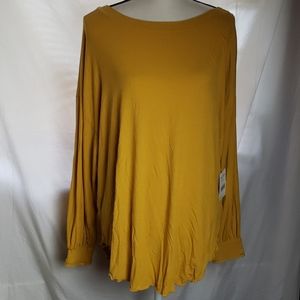 Free people mustard yellow open back ribbed top